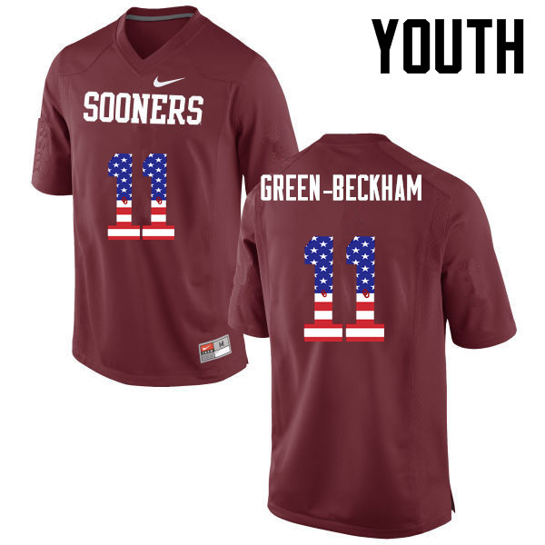 Youth Oklahoma Sooners #11 Dorial Green-Beckham College Football USA Flag Fashion Jerseys-Crimson